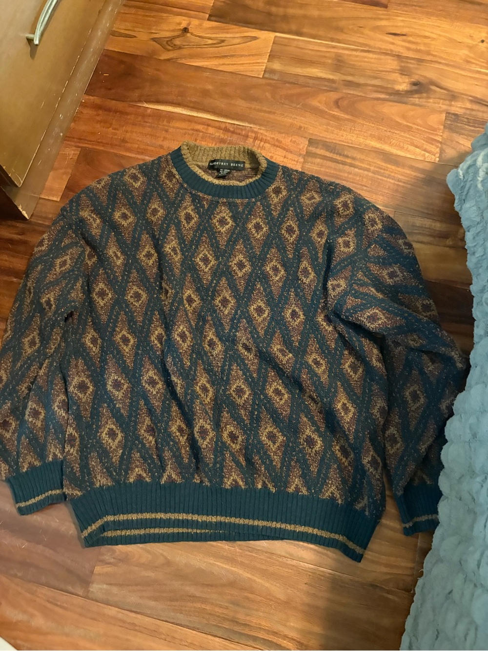 Geoffrey Beene Made in Italy Textured Knit Sweater XL Geometric Grandpa (1370)